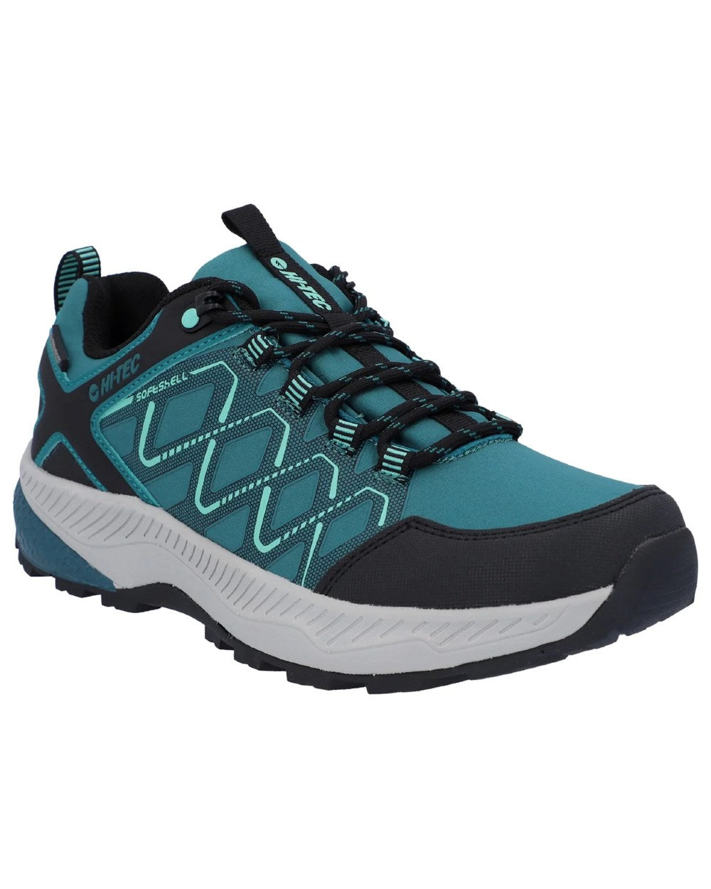 Green Coloured Hi-Tec Womens Diamonde Low Shoes On A White Background