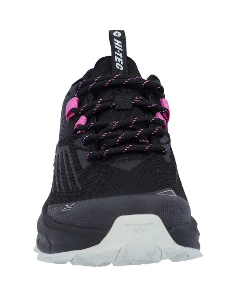 Black Coloured Hi-Tec Womens Fuse Trail Low Trainers On A White Background