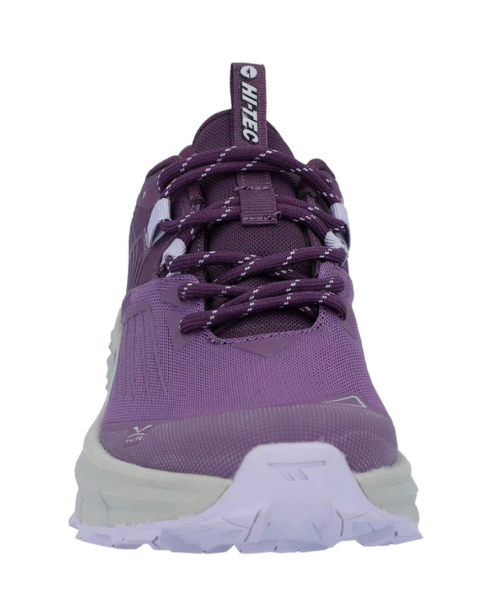 Purple Coloured Hi-Tec Womens Fuse Trail Low Trainers On A White Background