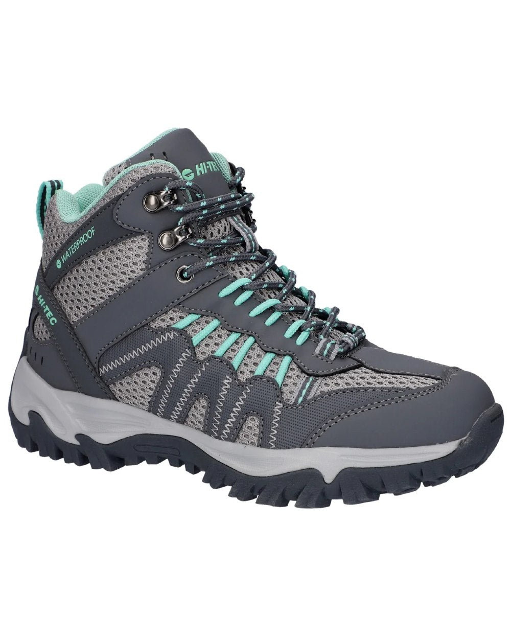 Grey Coloured Hi-Tec Womens Jaguar Mid Boots On A White Background