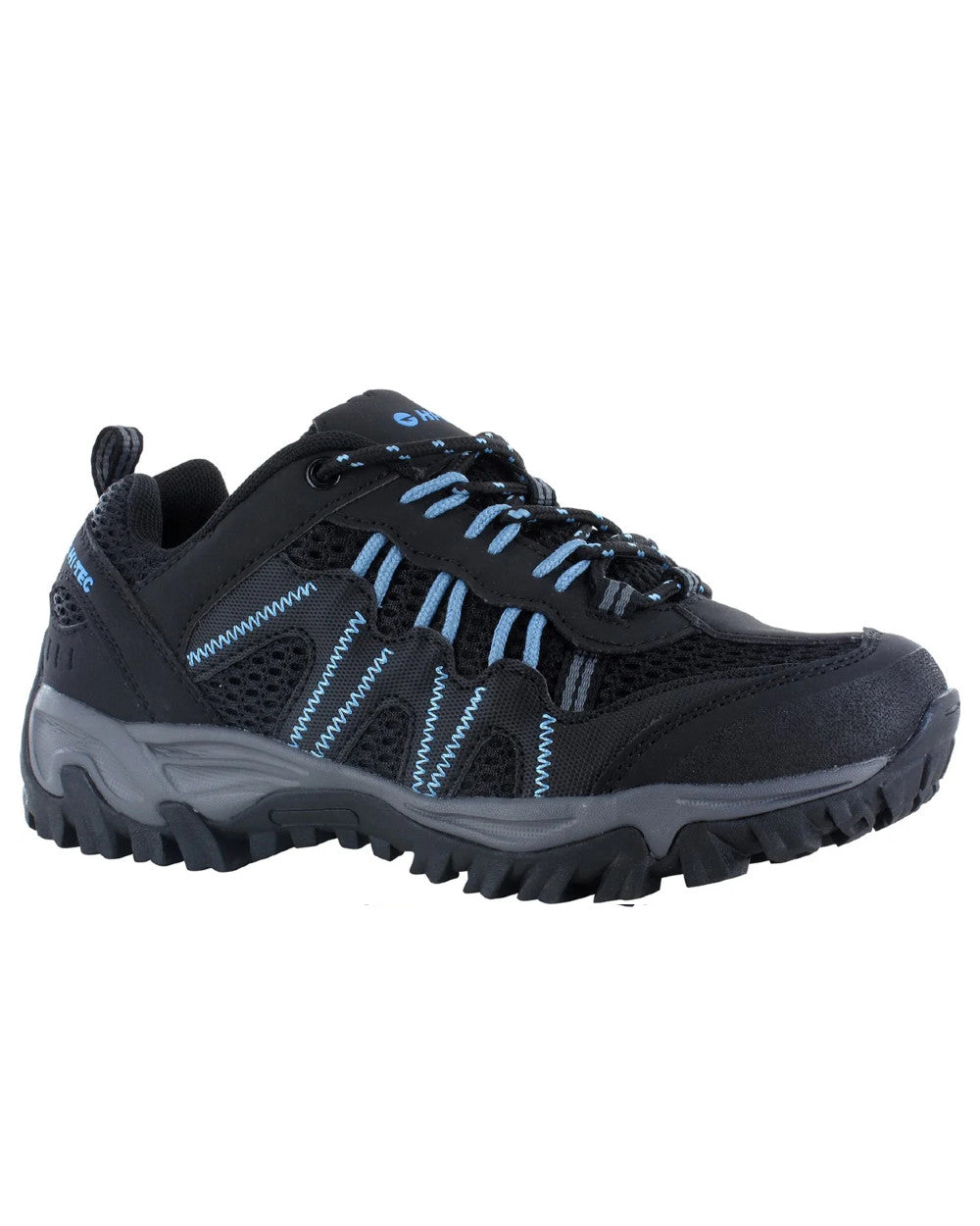 Black Coloured Hi-Tec Womens Jaguar Shoes On A White Background