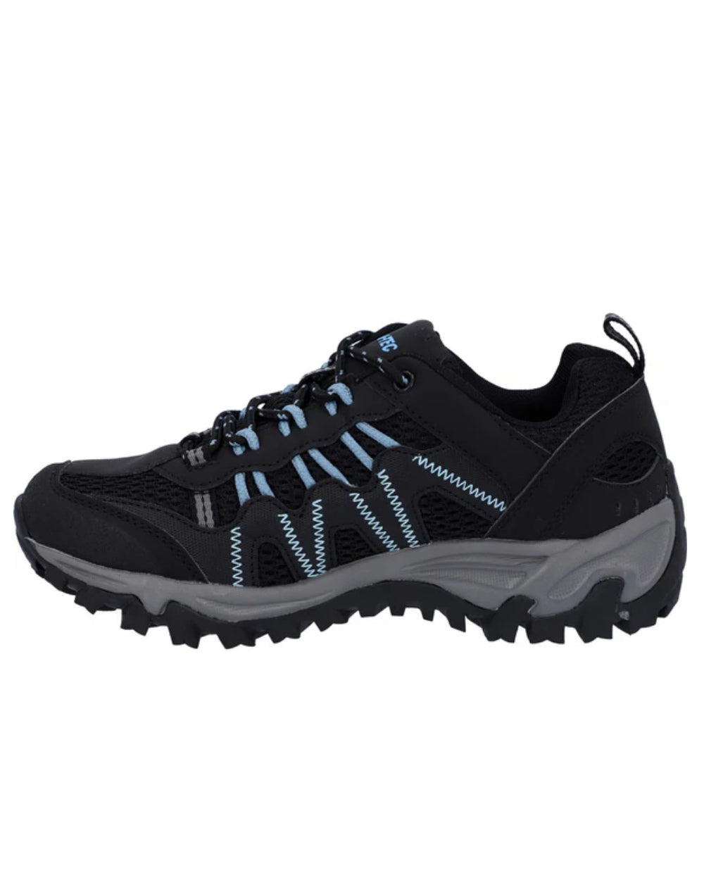 Black Coloured Hi-Tec Womens Jaguar Shoes On A White Background