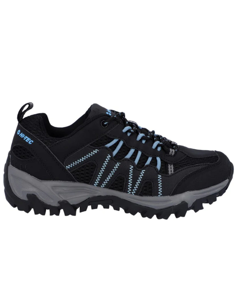 Black Coloured Hi-Tec Womens Jaguar Shoes On A White Background