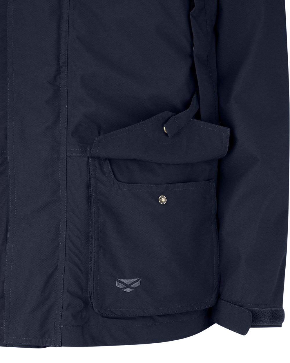Navy coloured Hoggs of Fife Culloden Waterproof Field Jacket on white background 