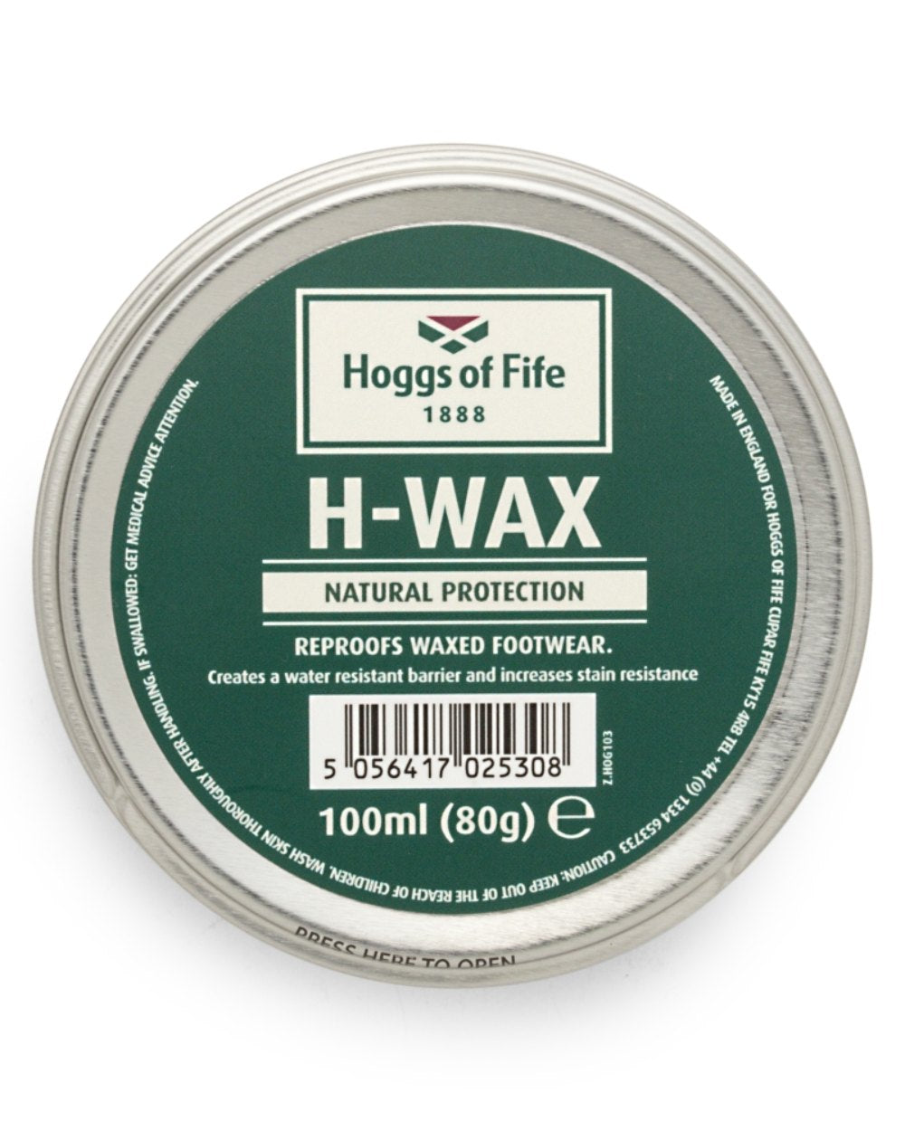 Neutral Coloured Hoggs of Fife H-Wax Dressing 100ml Tin On A White Background