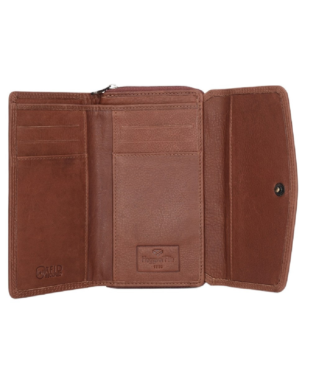 Whisky Coloured Hoggs of Fife Monarch Leather Bi-Fold Purse on White Background
