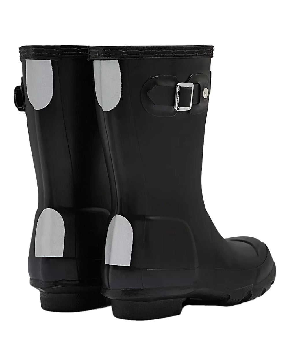 Black Coloured Hunter Big Kids Original Pearlised Wellington Boot on White Background