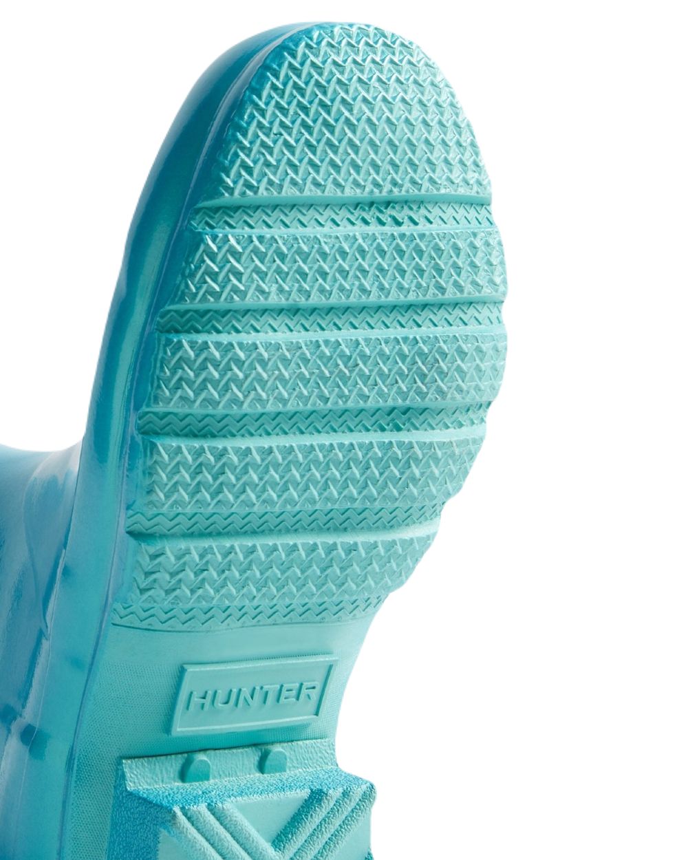 Pool Blue Coloured Hunter Big Kids Original Pearlised Wellington Boots on White Background