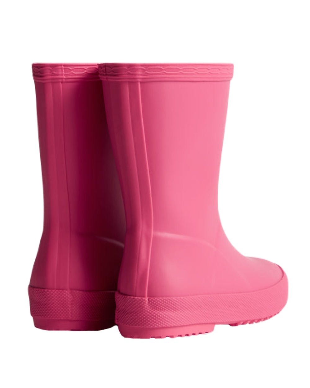 Bright Pink Coloured Hunter Kids First Classic Wellington Boots on White Background
