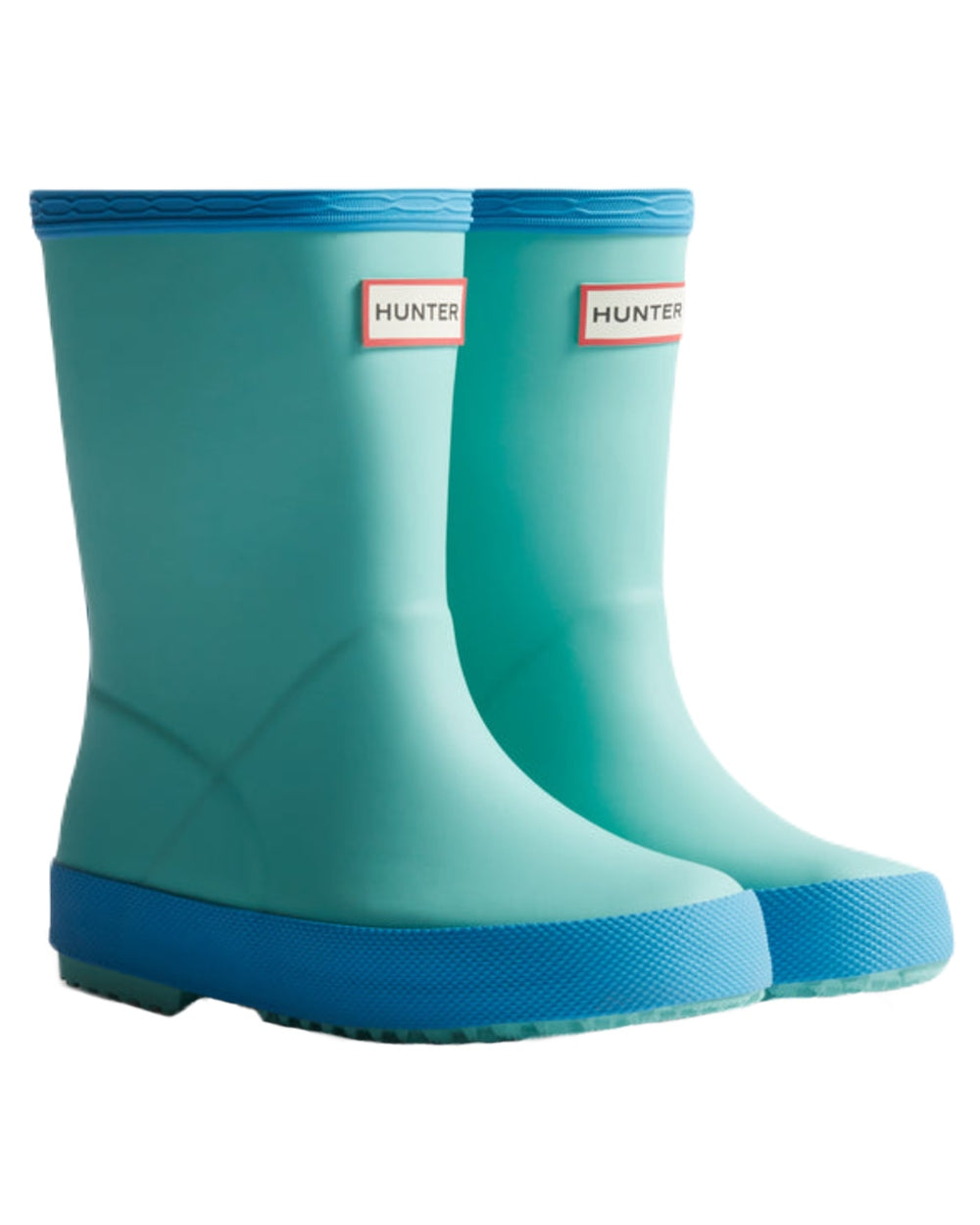 Pool Blue Blue Bottle Coloured Hunter Kids First Classic Wellington Boots on White Background