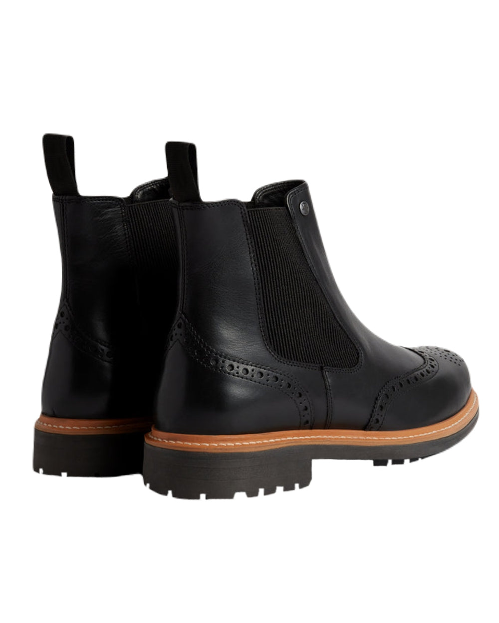 Black Coloured Hunter Mens Cawdor Brogue Dealer Boots on White Background