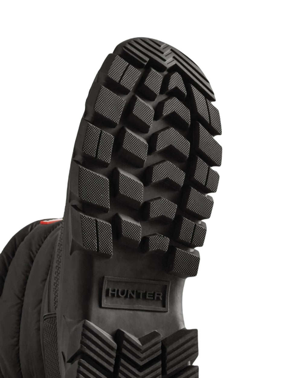 Black Coloured Hunter Mens Intrepid Short Snow Boots on White Background