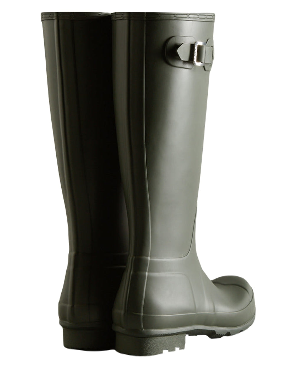 Dark Olive Coloured Hunter Mens Original Tall Wellington Boots on White Background