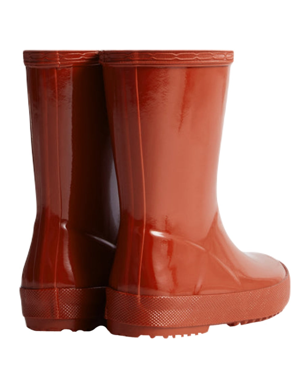 Military Red Coloured Hunter Original Kids First Gloss Wellington Boots on White Background