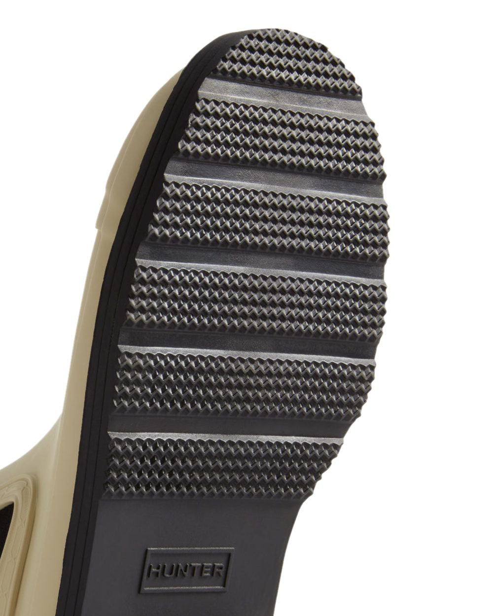 Gravel Black Coloured Hunter Womens Commando Chelsea Boots on White Background