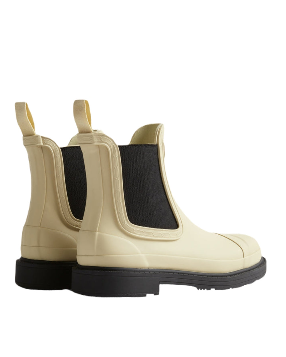 Gravel Black Coloured Hunter Womens Commando Chelsea Boots on White Background