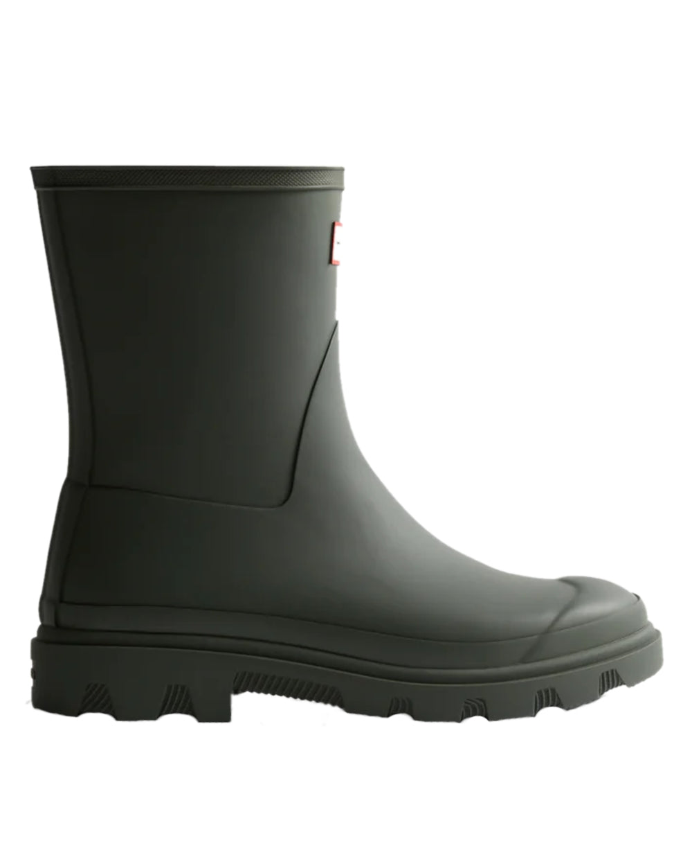 Dark Olive Coloured Hunter Womens Downpour Short Wellington Boots on White Background