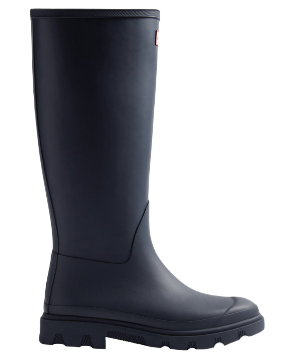 Hunter Navy Coloured Hunter Womens Downpour Tall Wellingtons on white background