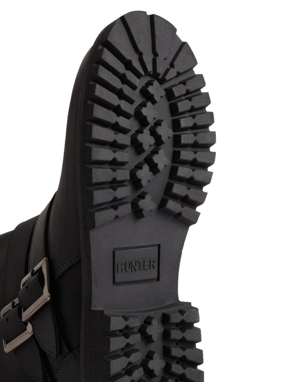 Black Coloured Hunter Womens Ness Ankle Boots on White Background