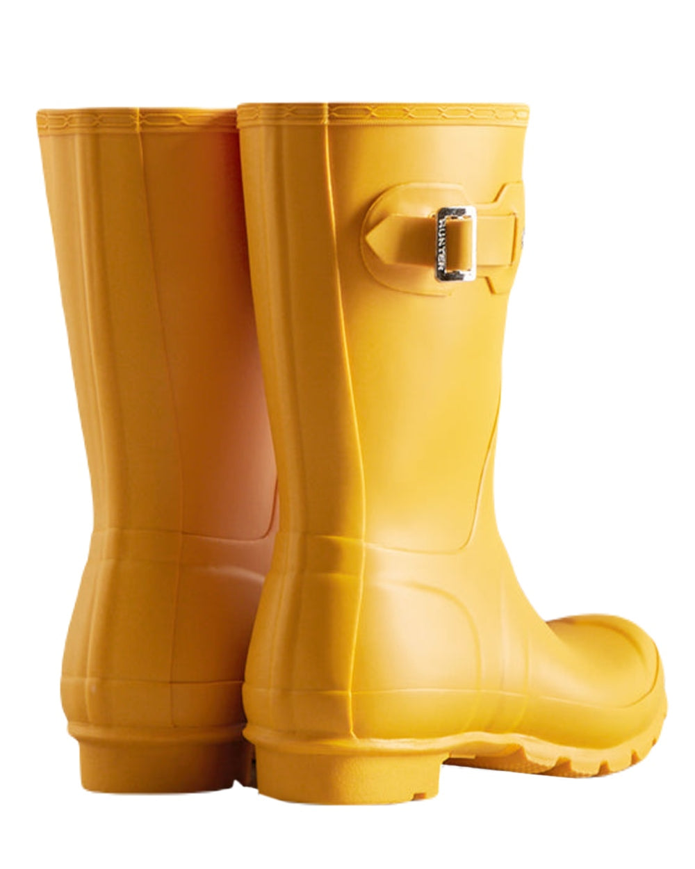 Yellow Coloured Hunter Womens Original Short Wellington Boots on White Background