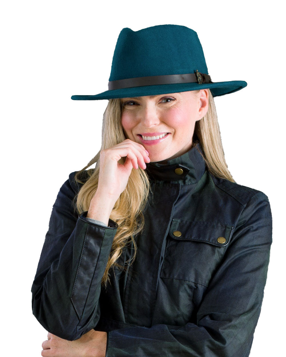 Teal Green coloured Jack Murphy Boston Crushable Felt Hat on White background