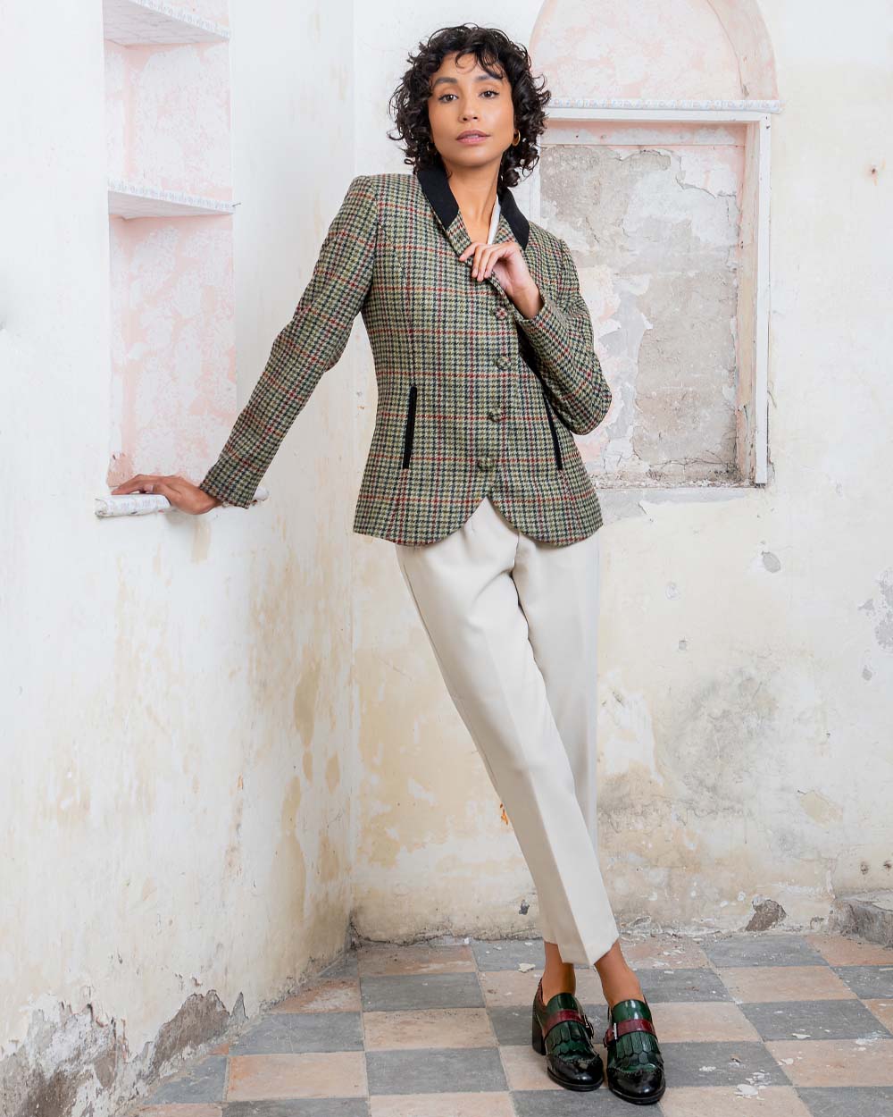 Hacking Check coloured Jack Murphy Nicole Ladies Tweed Jacket on Urban background