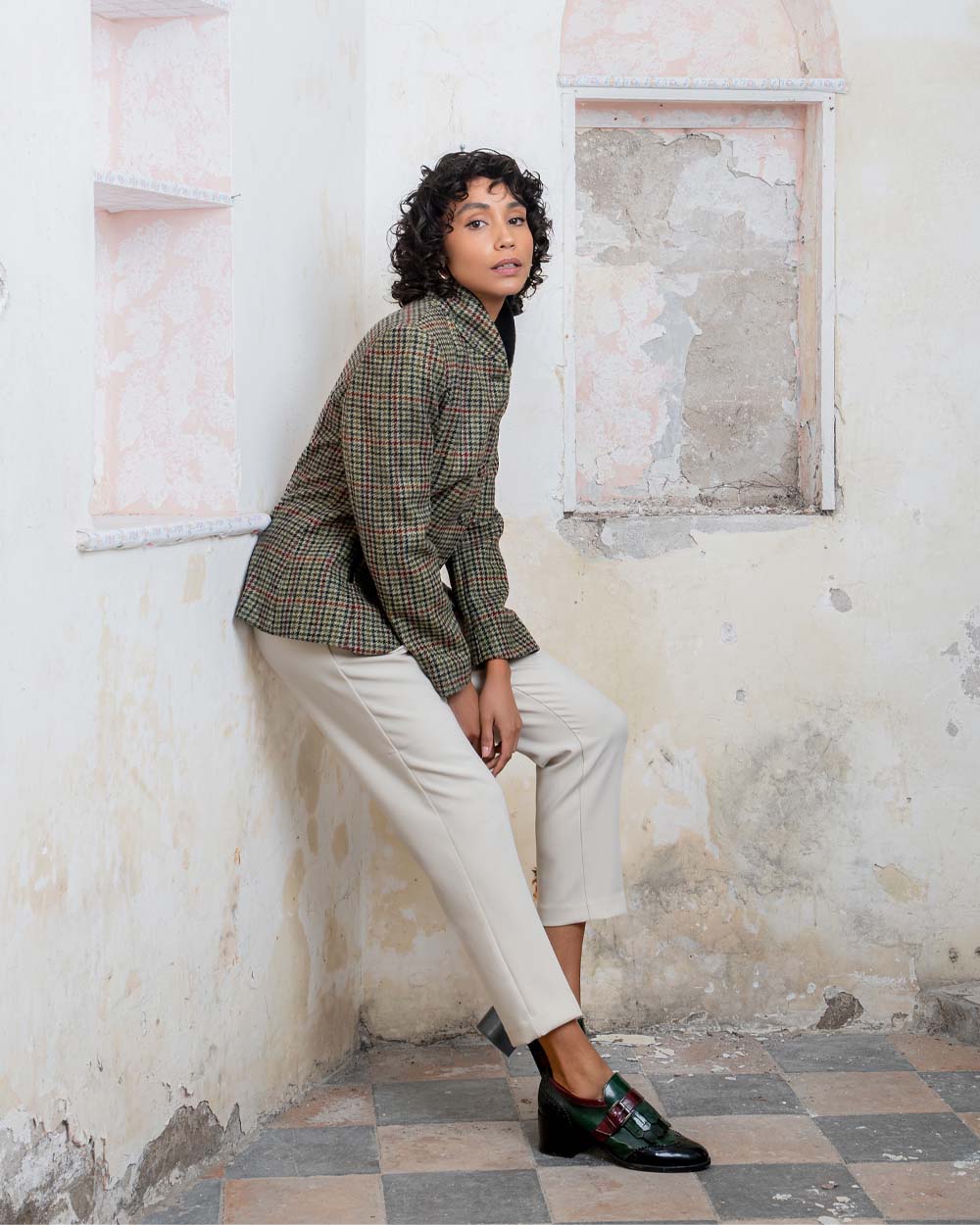 Hacking Check coloured Jack Murphy Nicole Ladies Tweed Jacket on Urban background