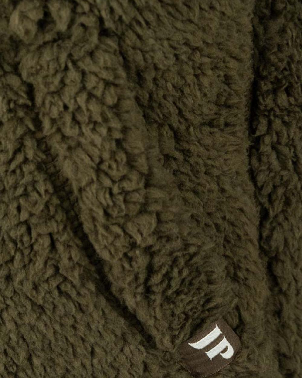 Dark Olive coloured Jack Pyke Childrens Sherpa Fleece Hoodie on white background