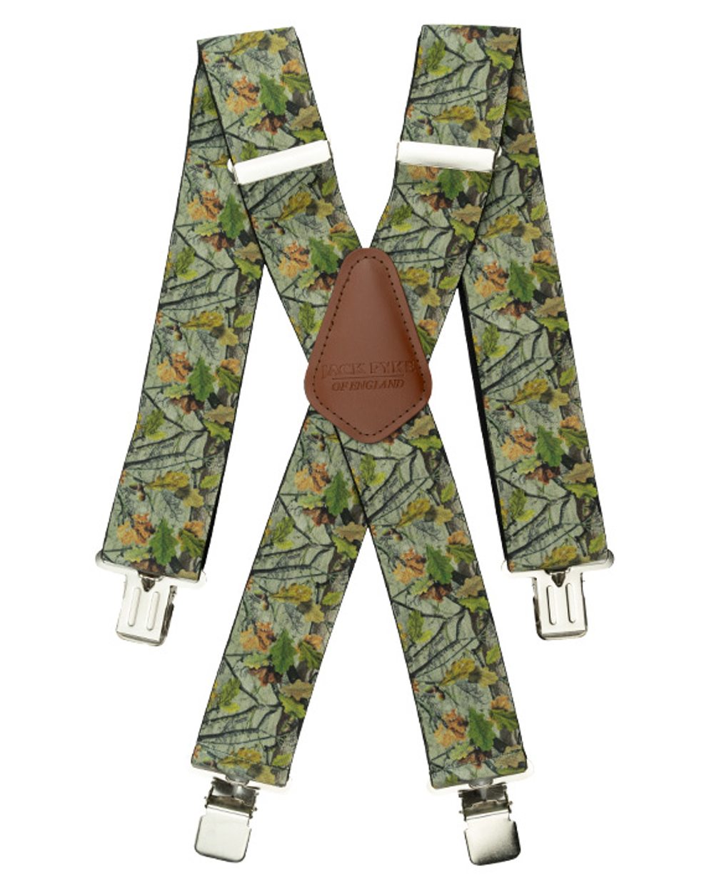 Camo coloured Jack Pyke Elasticated Braces on white background