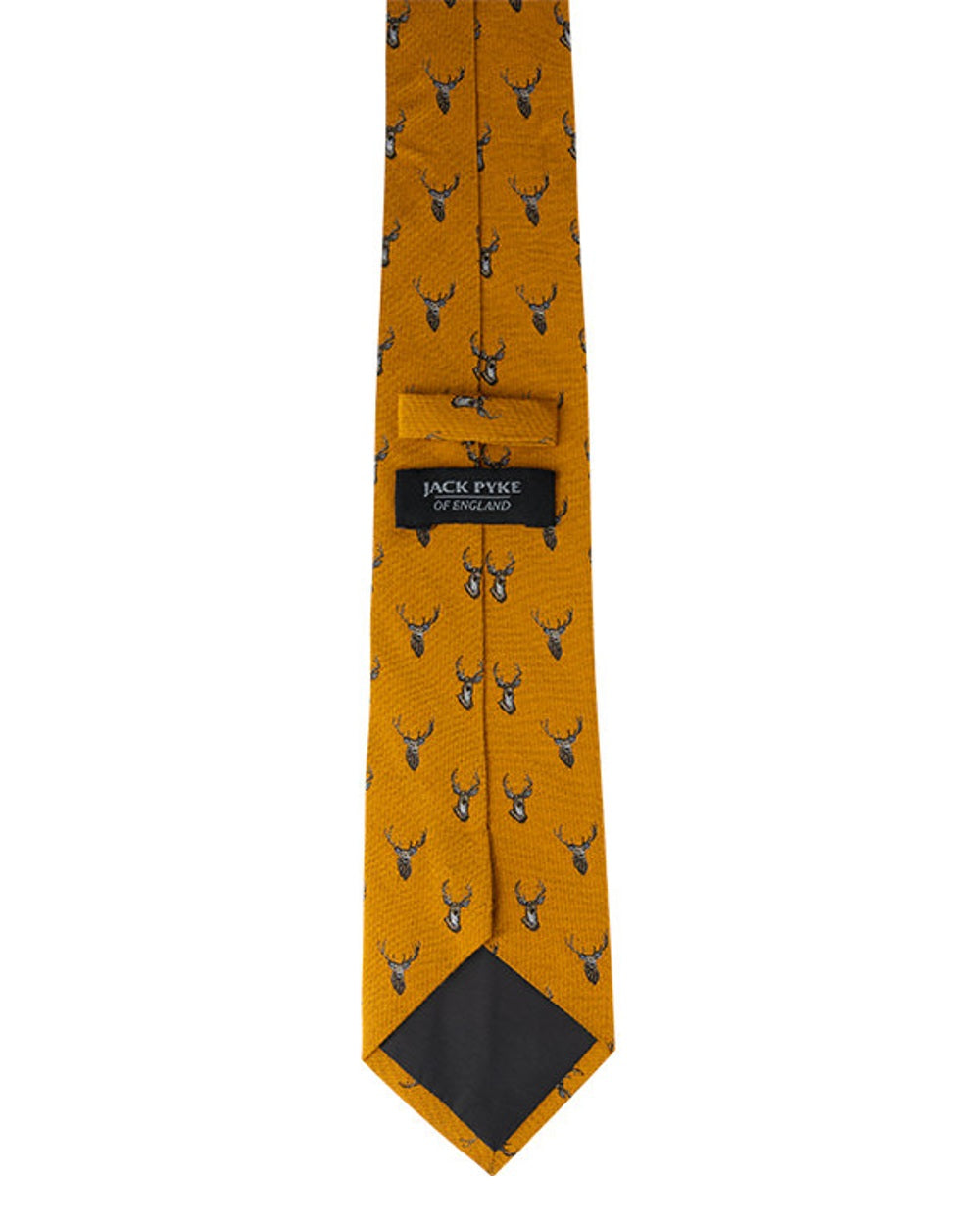 Mustard coloured Jack Pyke Silk Tie Stag on white background