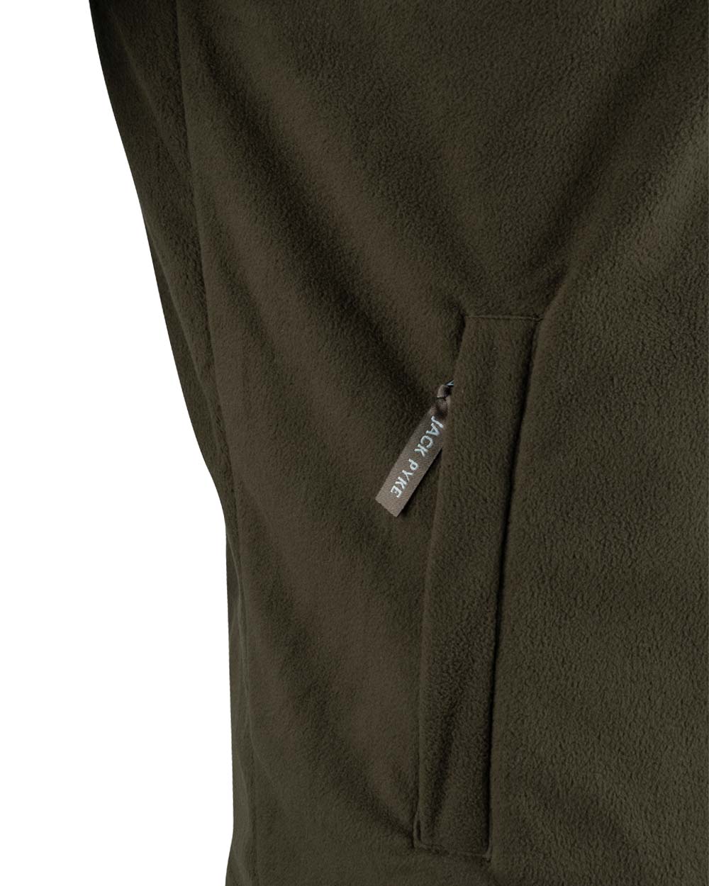 Dark Olive coloured Jack Pyke Snap Neck Fleece Top on White Background