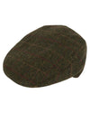Dark Olive Coloured Jack Pyke Wool Blend Tweed Flat Cap On A White Background #colour_dark-olive