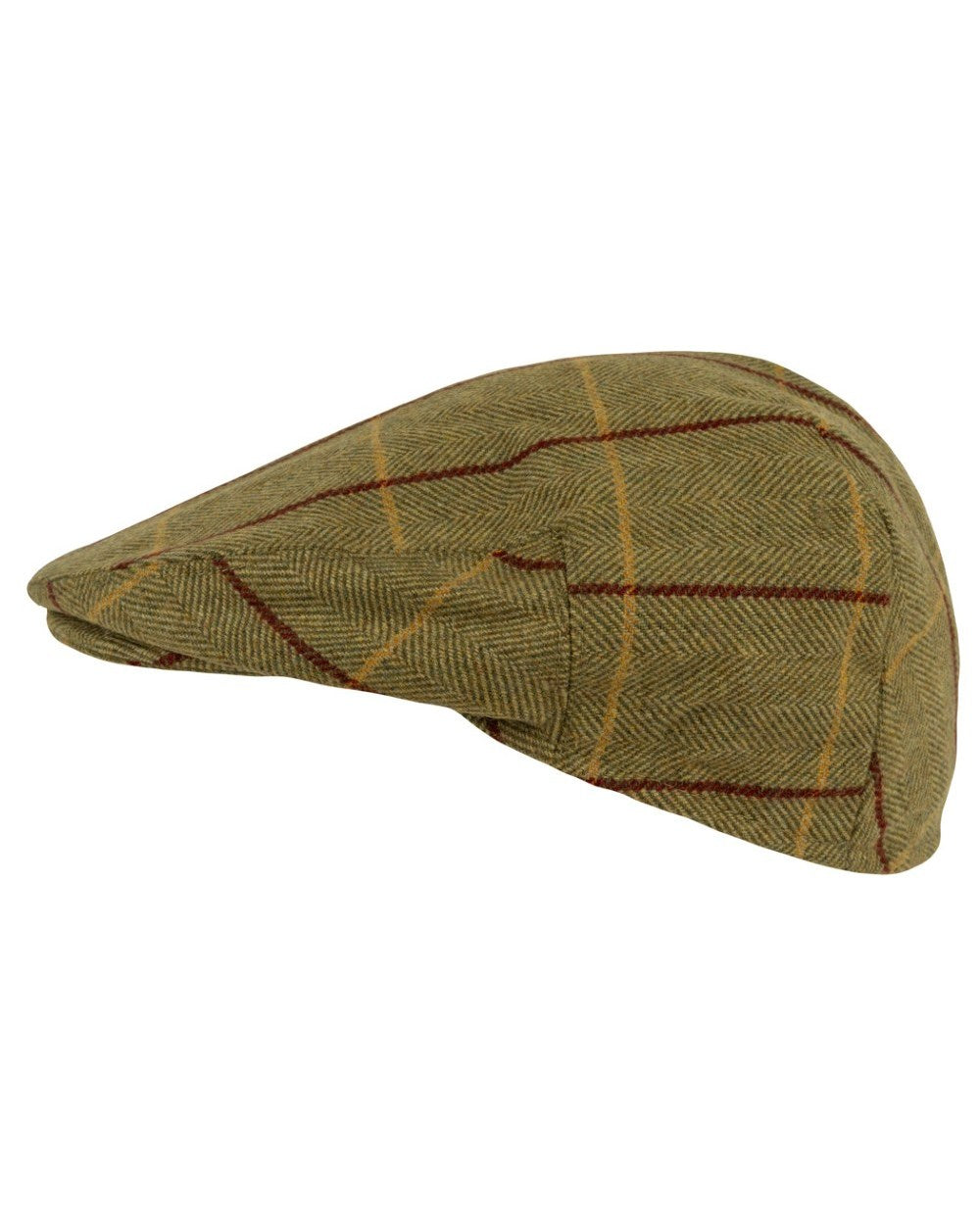 Tweed Green Coloured Jack Pyke Wool Blend Tweed Flat Cap On A White Background