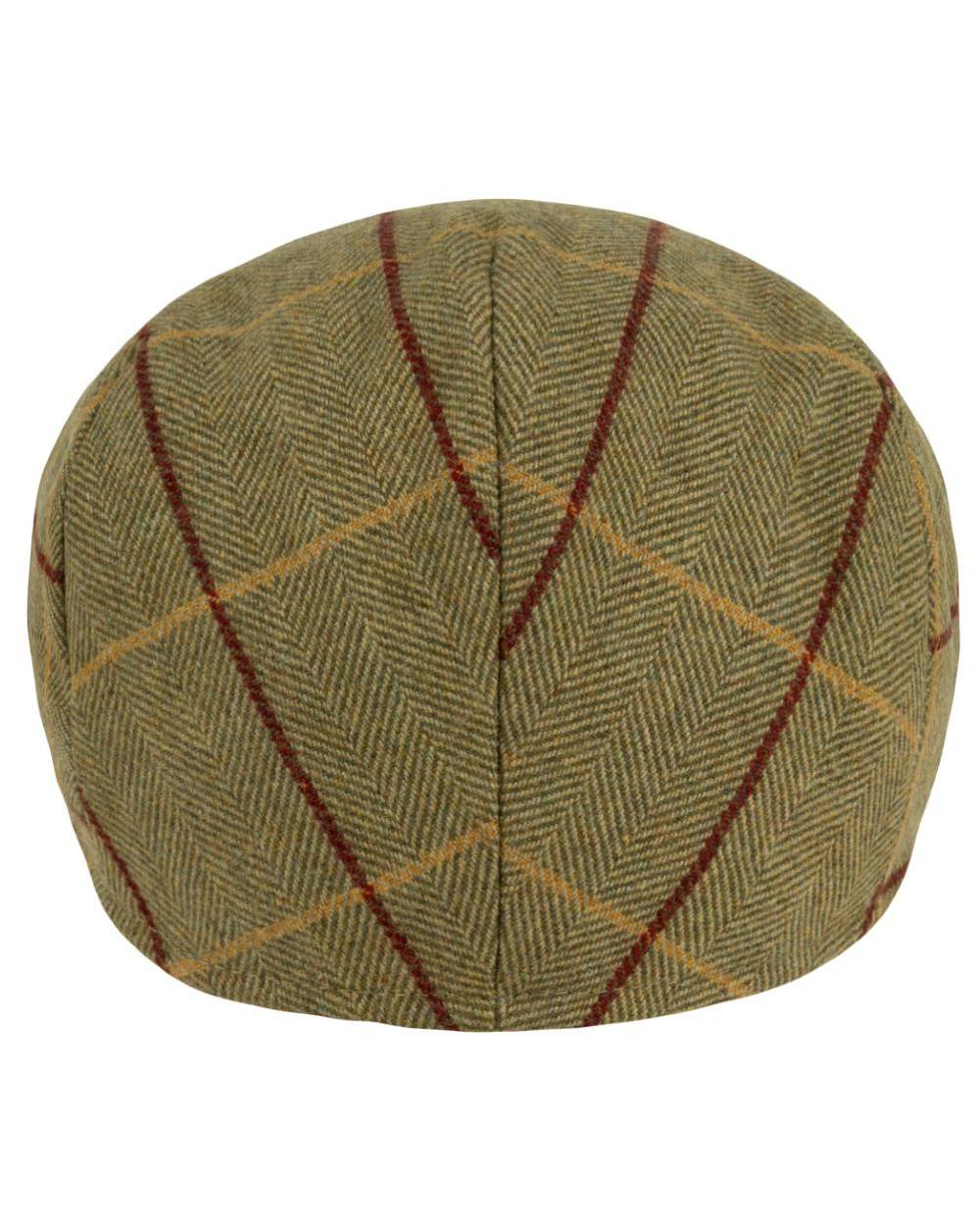 Tweed Green Coloured Jack Pyke Wool Blend Tweed Flat Cap On A White Background