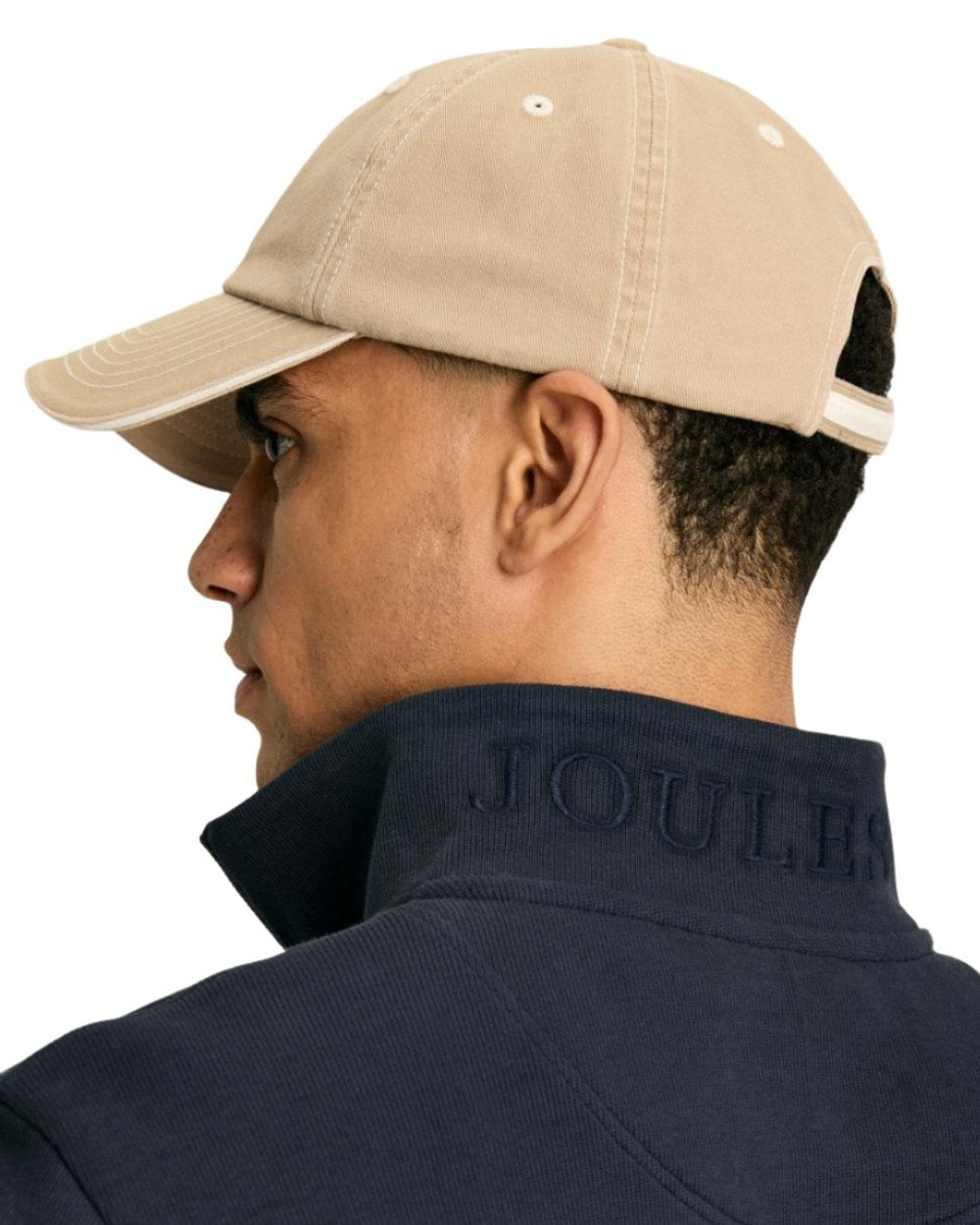 Navy Coloured Joules Alistair Quarter Zip Cotton Sweatshirt On A White Background