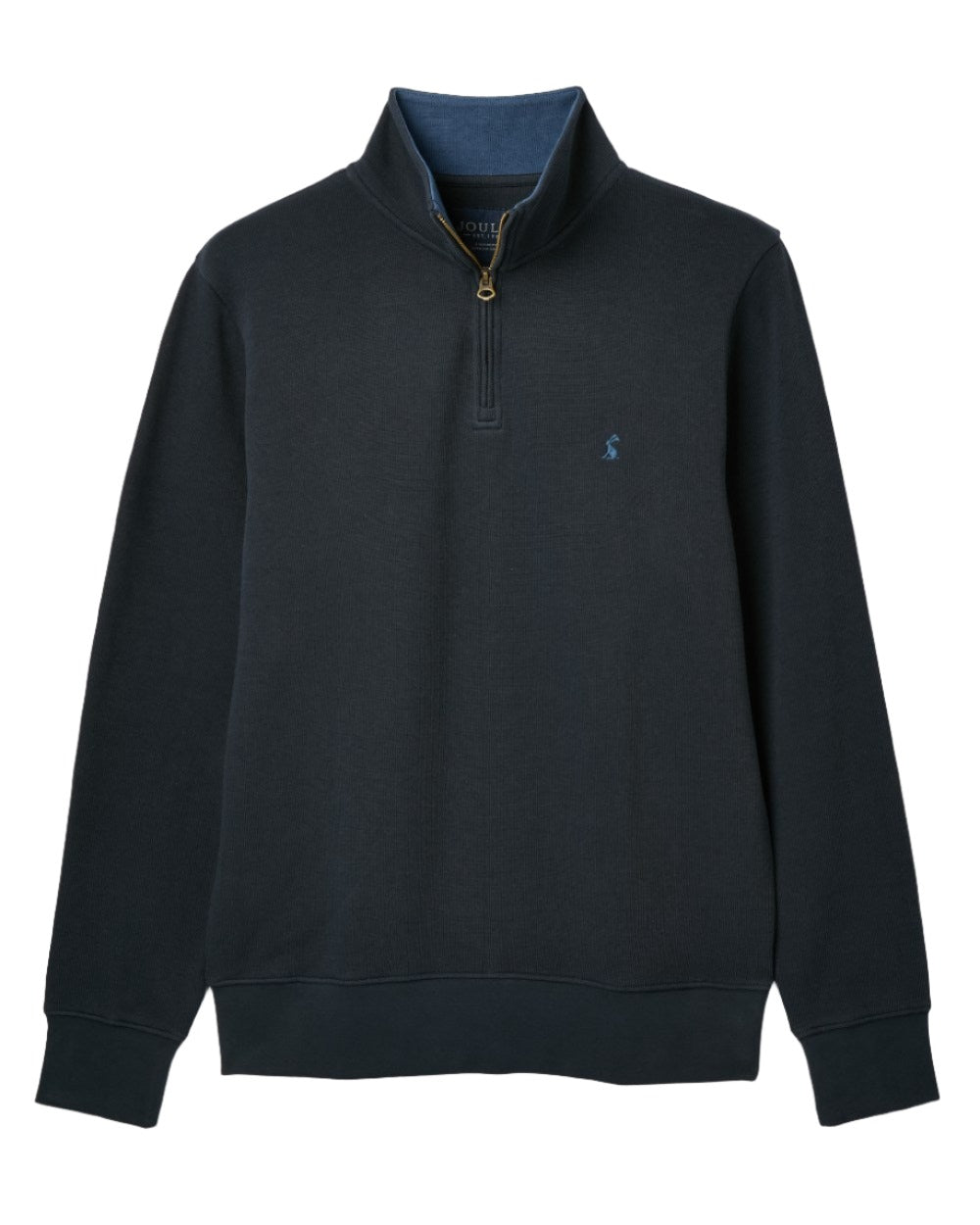 Navy Coloured Joules Alistair Quarter Zip Cotton Sweatshirt On A White Background