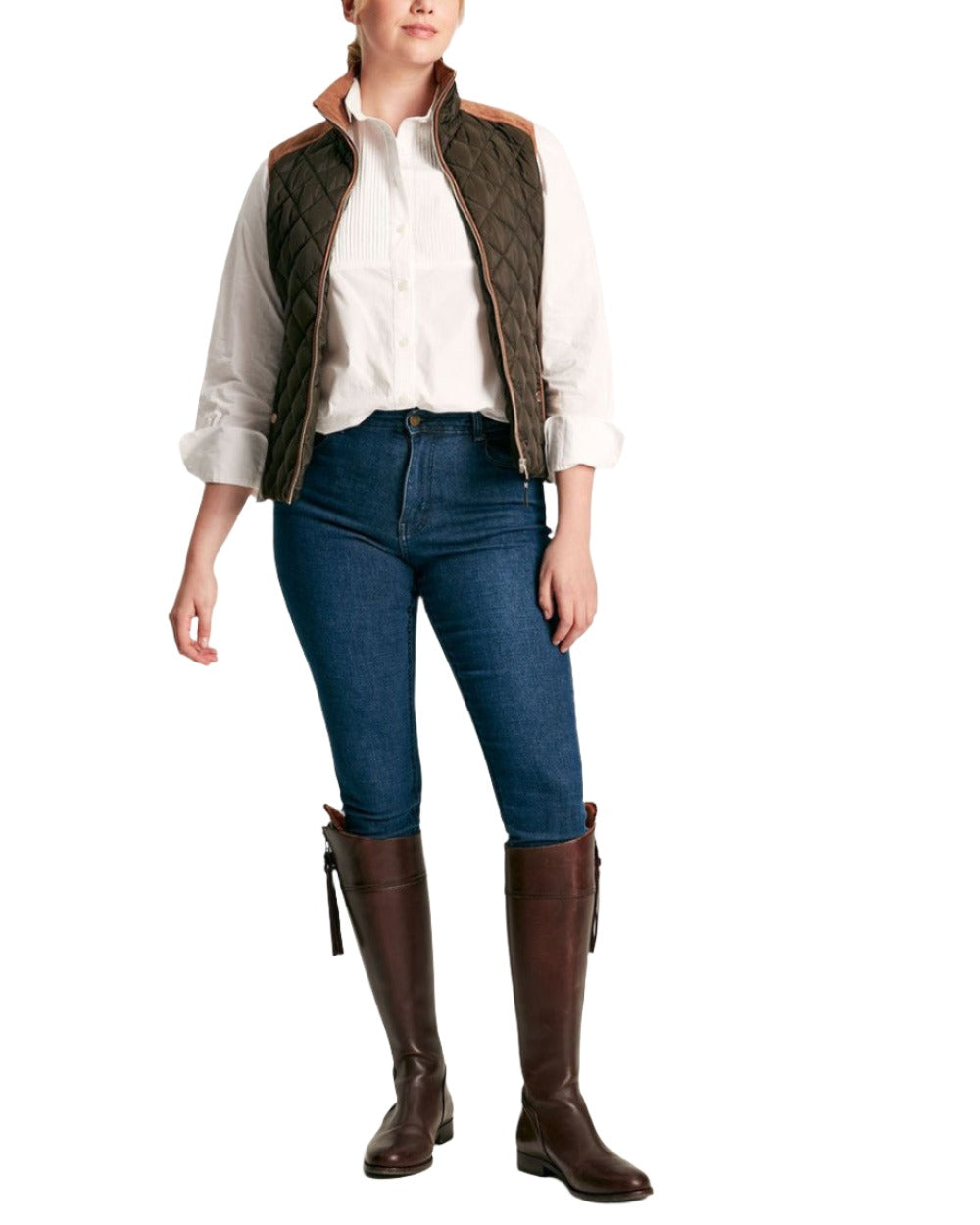 Green Coloured Joules Braemar Luxe Gilet On A White Background