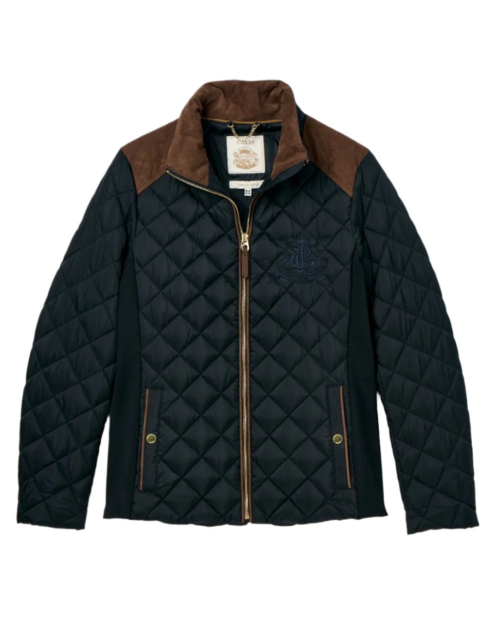 Navy Coloured Joules Braemar Luxe Jacket On A White Background