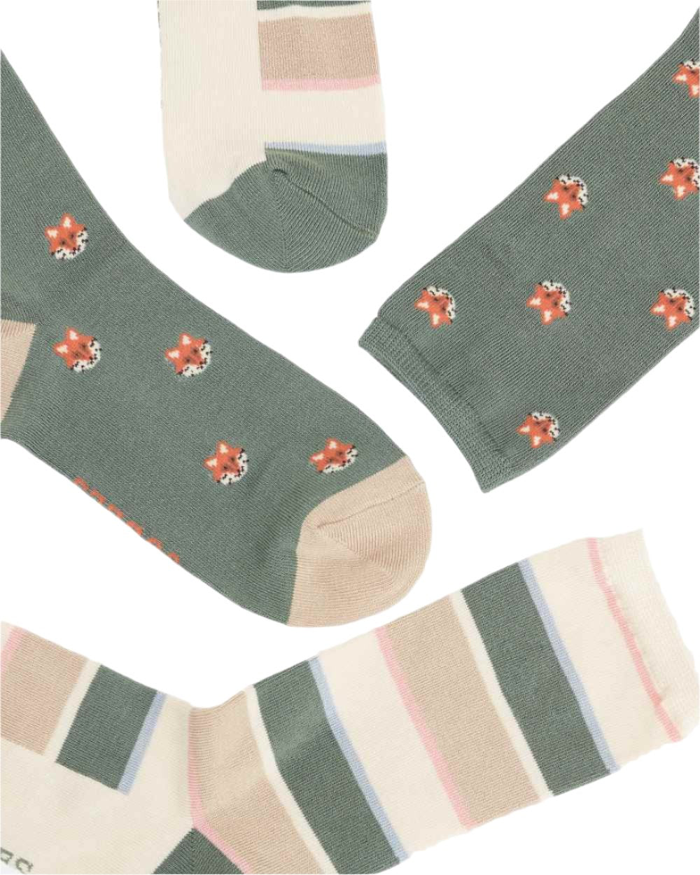Khaki Fox Coloured Joules Everyday 2 Pack Socks On A White Background