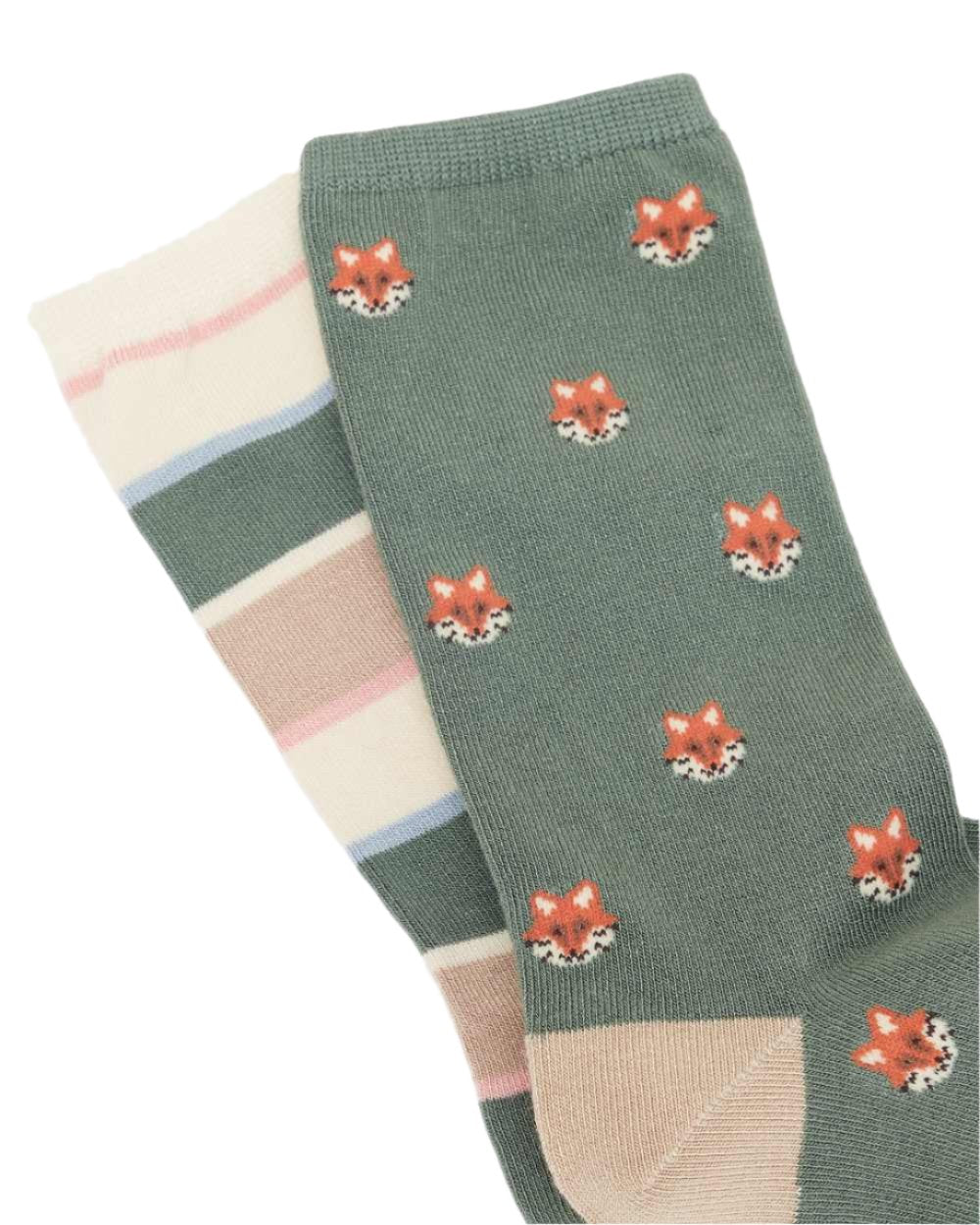 Khaki Fox Coloured Joules Everyday 2 Pack Socks On A White Background