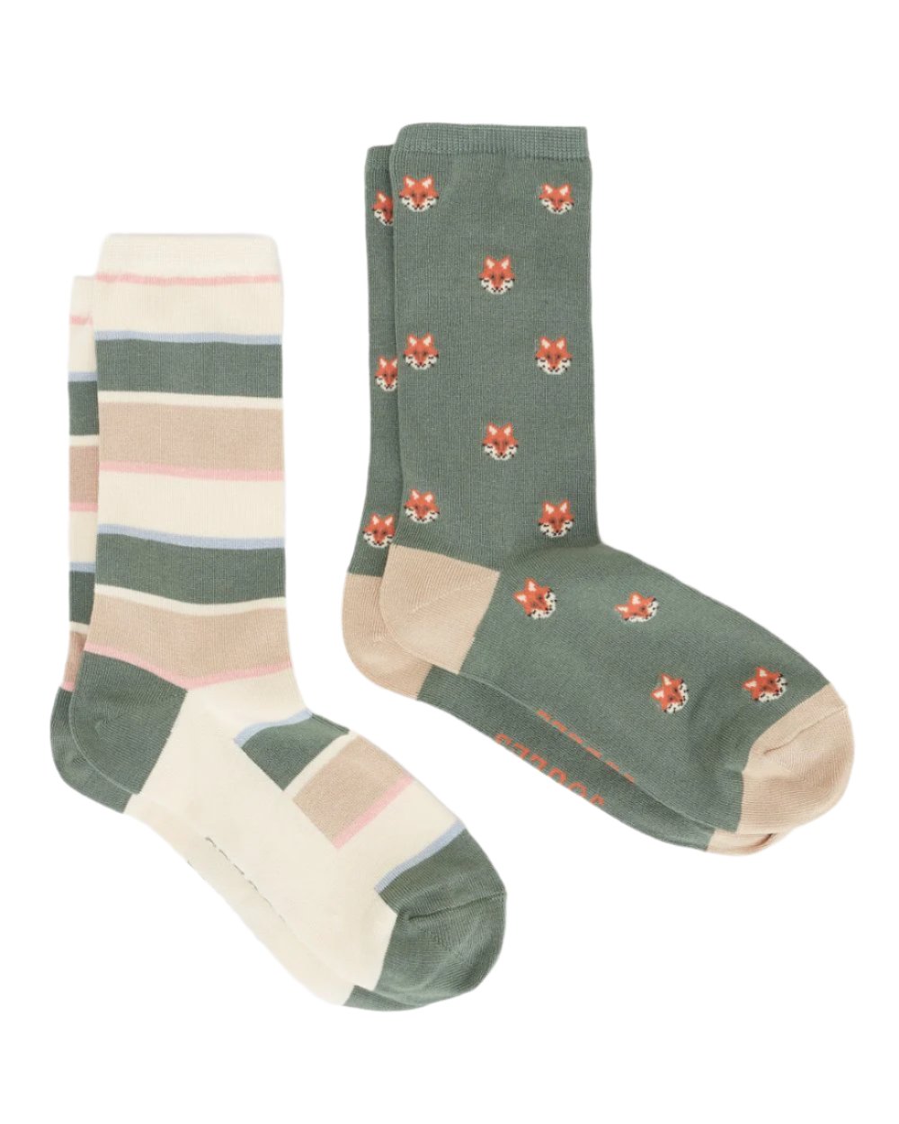 Khaki Fox Coloured Joules Everyday 2 Pack Socks On A White Background