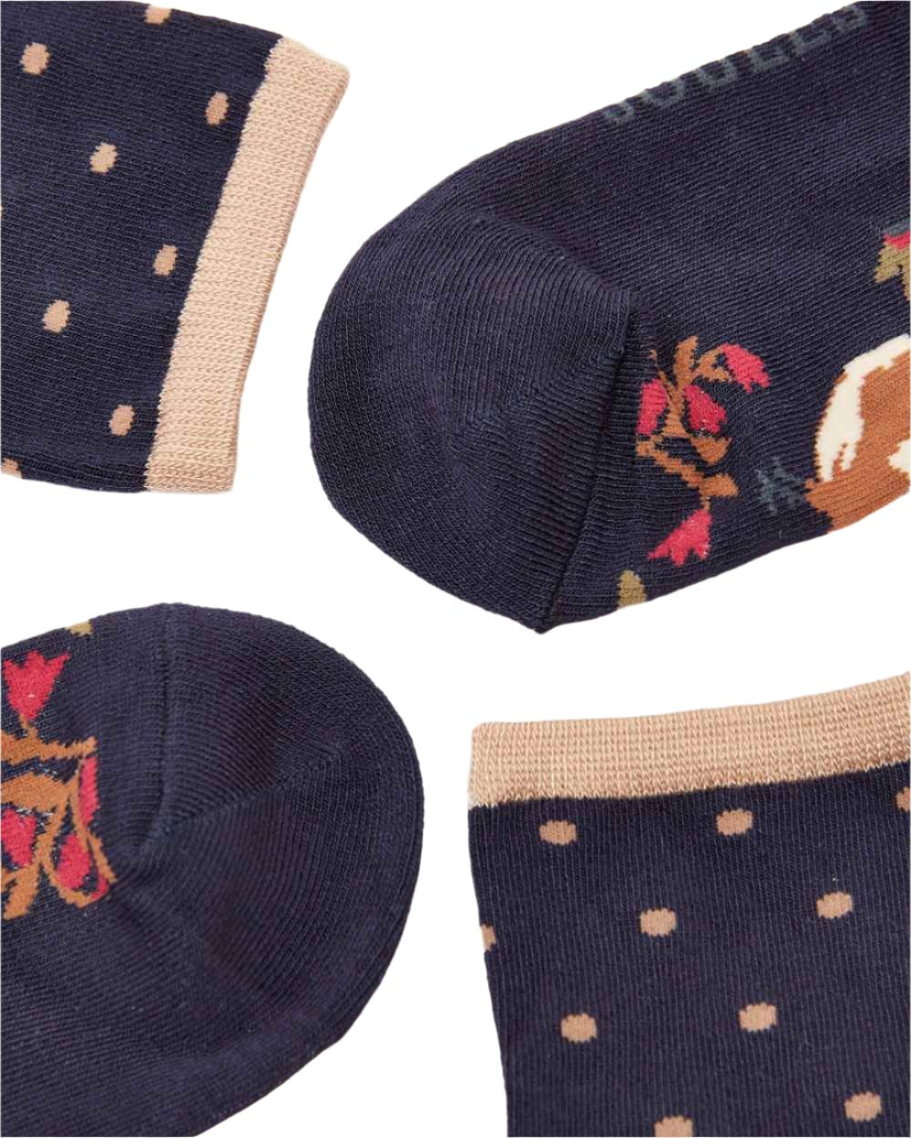 Navy Wood Coloured Joules Everyday 2 Pack Socks On A White Background