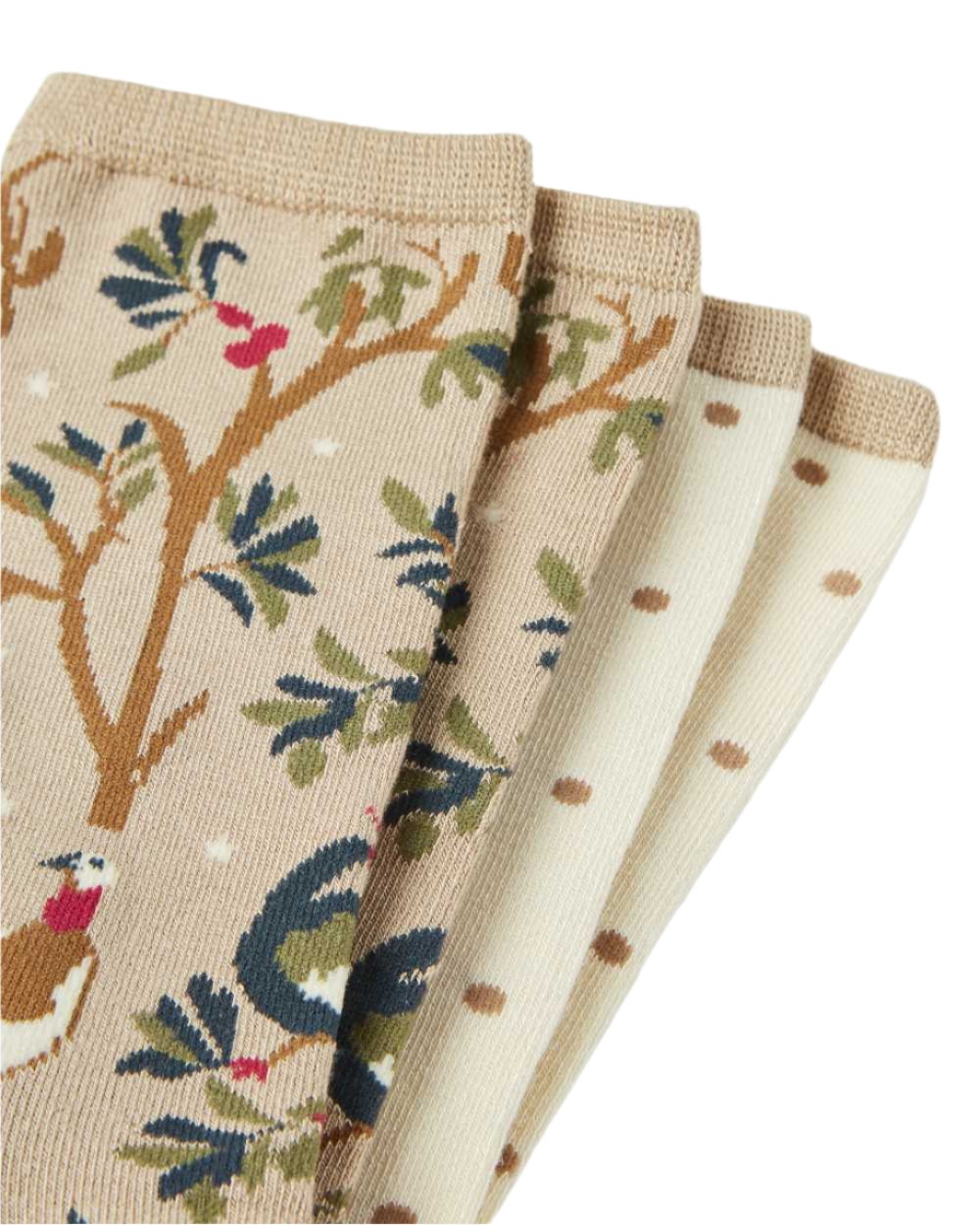 Neutral Wood Coloured Joules Everyday 2 Pack Socks On A White Background