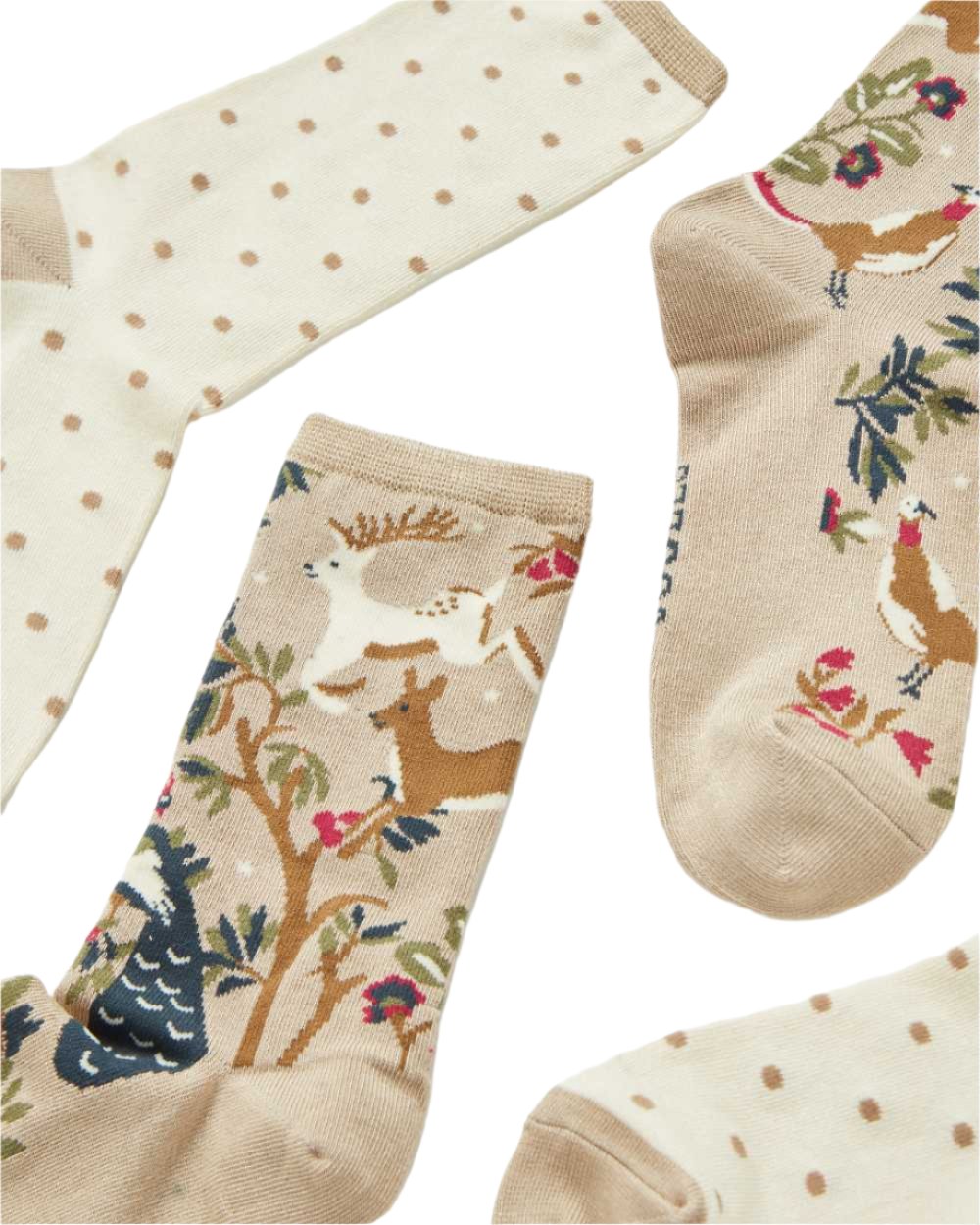 Neutral Wood Coloured Joules Everyday 2 Pack Socks On A White Background