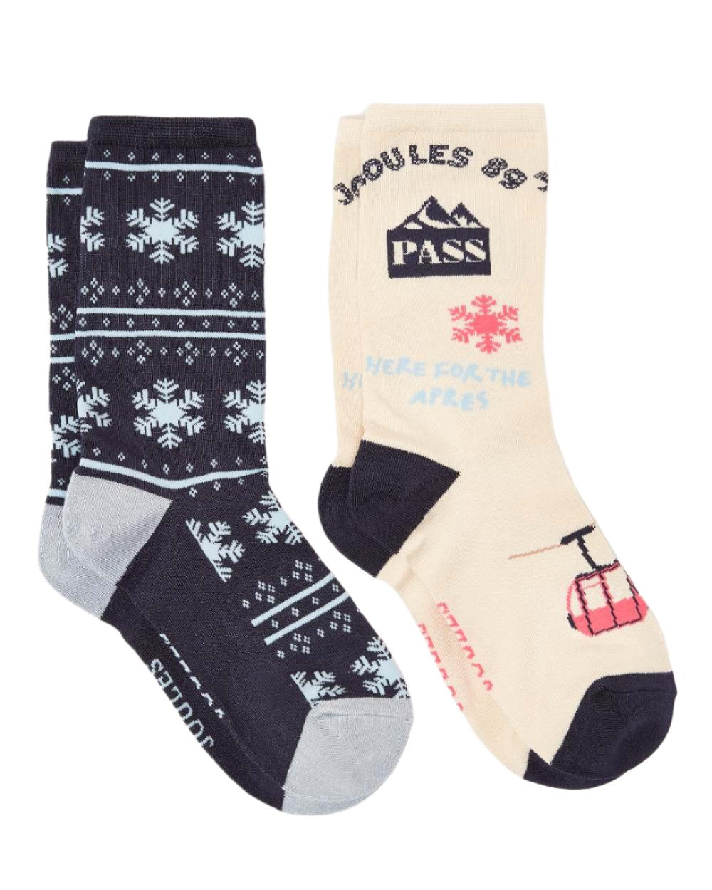 Ski Cream Coloured Joules Everyday 2 Pack Socks On A White Background