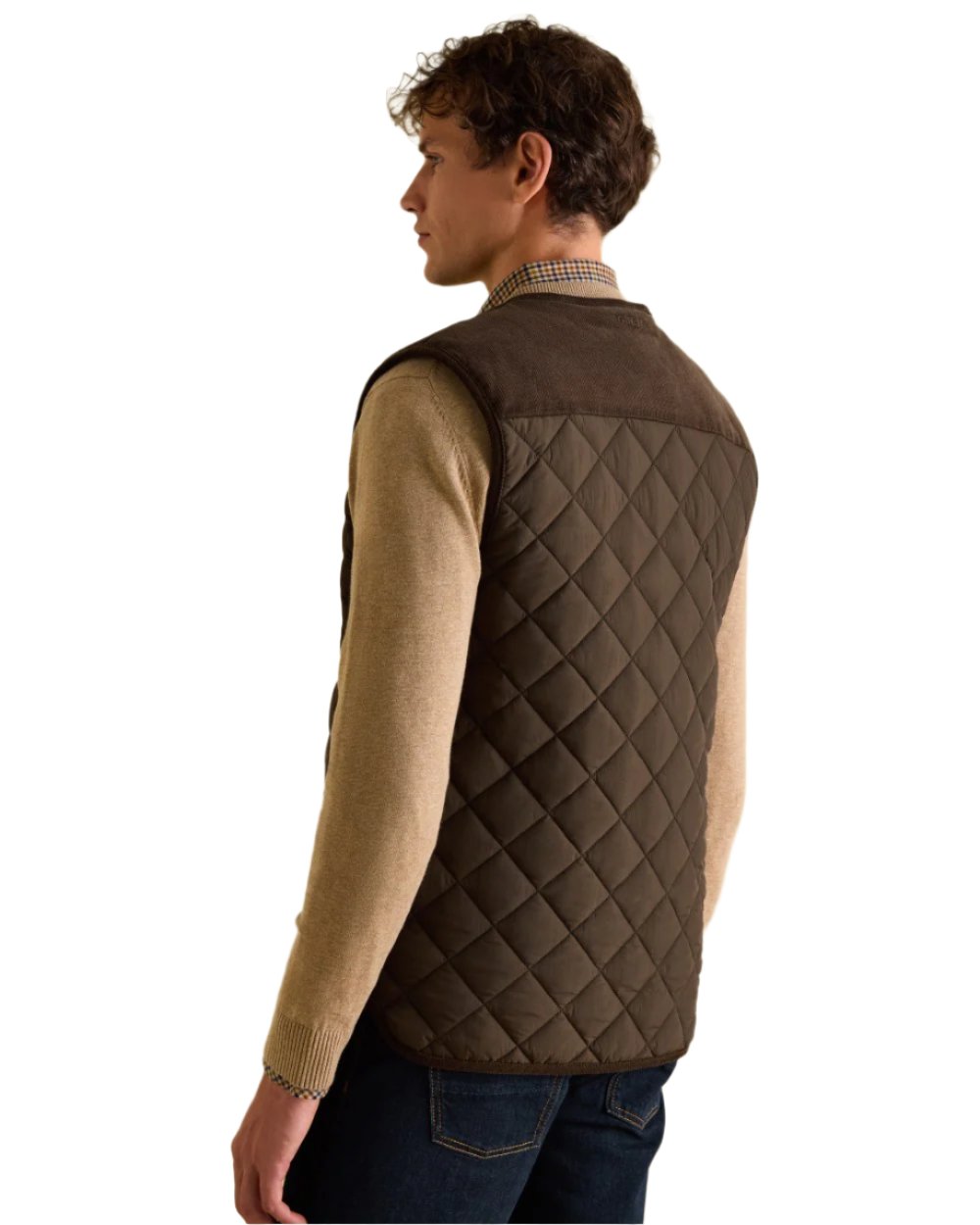 Brown Coloured Joules Gibson Quilted Lightweight Gilet On A White Background