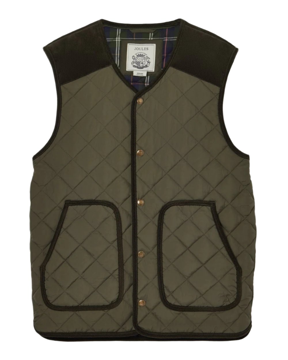 Green Coloured Joules Gibson Quilted Lightweight Gilet On A White Background