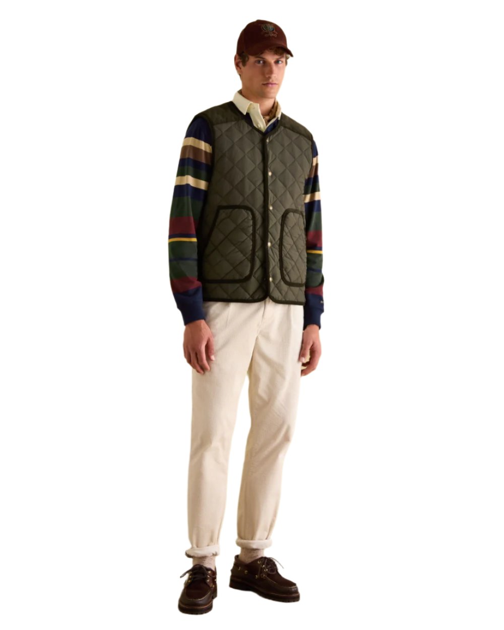 Green Coloured Joules Gibson Quilted Lightweight Gilet On A White Background