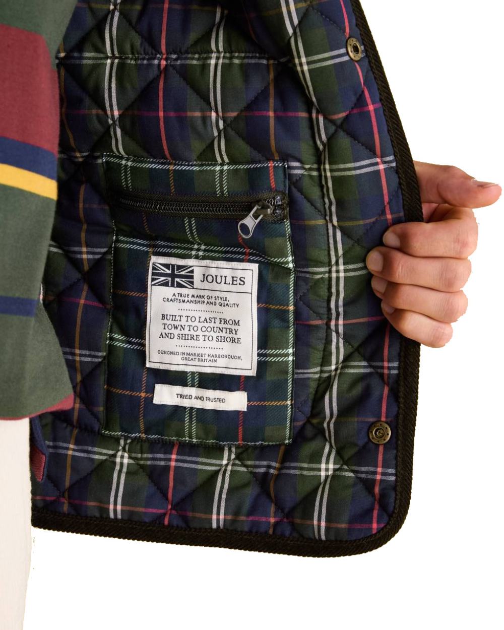 Green Coloured Joules Gibson Quilted Lightweight Gilet On A White Background