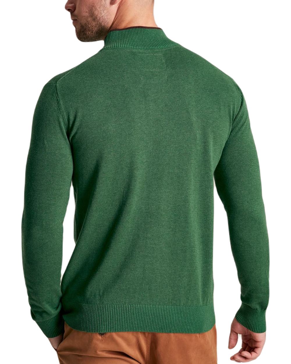 Dark Green Coloured Joules Hillside Quarter Zip Knit Jumper On A White Background